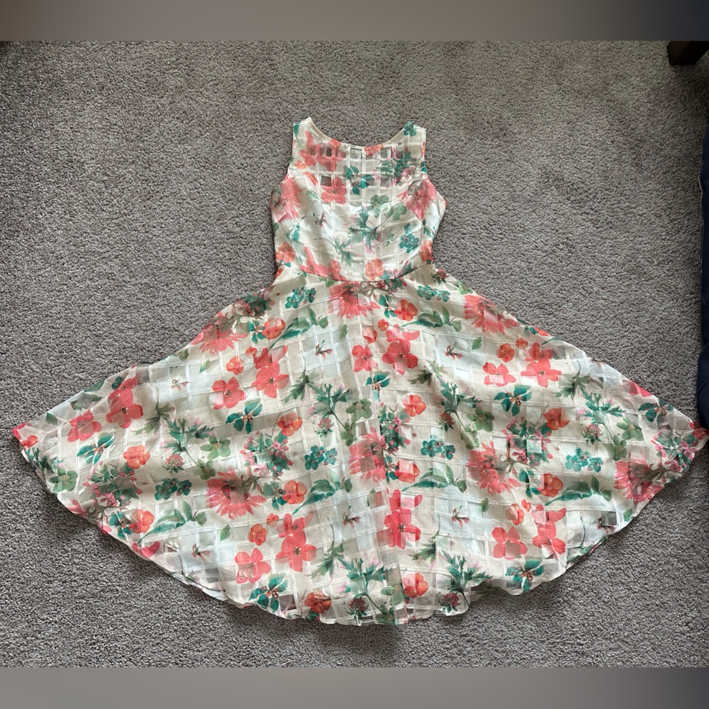 SOLD - Julian Taylor midi floral swing dress